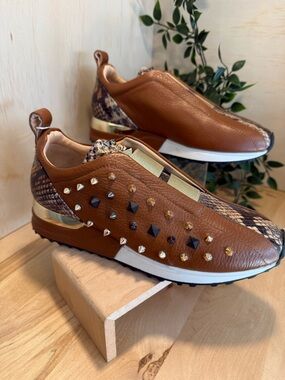 Brown Studded Slip-On Women’s Sneakers